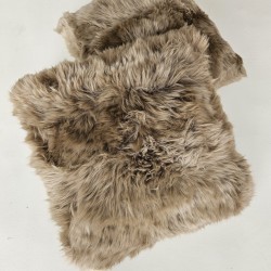 Pair Of Taupe Genuine Sheepskin Throw Pillows 50cm