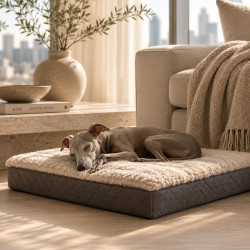 Large Oyster Genuine Sheepskin Dog Bed. Shearling Orthopaedic Pet Bed