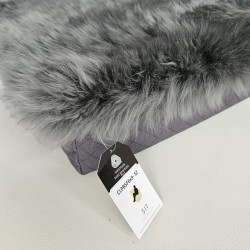 Medium Real Sheepskin Pet Bed. Grey Long Haired Orthopaedic Dog Bed