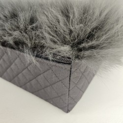 Medium Real Sheepskin Pet Bed. Grey Long Haired Orthopaedic Dog Bed
