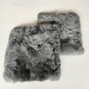 Pair Of Long Haired Genuine Sheepskin Square Seat Pads 40cm Grey