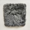 Genuine Sheepskin Seat Pads, Pair Of Long Haired Square Chair Pads 40cm Grey