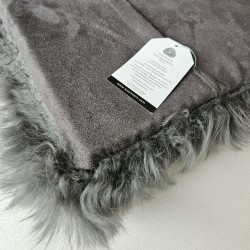 Genuine Sheepskin Seat Pads, Pair Of Long Haired Square Chair Pads 40cm Grey