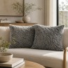 Pair Of Grey Shearling Genuine Sheepskin Cushions 40cm