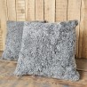Pair Of Grey Short Haired Genuine Sheepskin Cushions 40cm