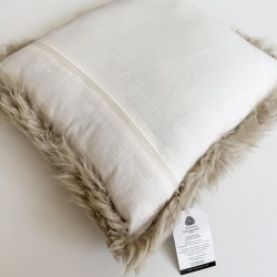 Pair Of Long Haired Genuine Sheepskin Cushions 40cm Oyster