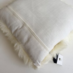 Two Genuine Sheepskin Ivory Cushions 40cm