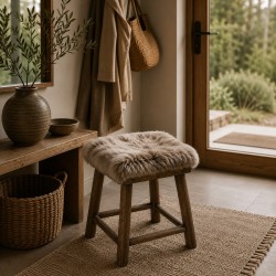 Pair Of Long Haired Genuine Sheepskin Square Seat Pads 40cm Taupe