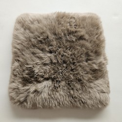 Pair Of Long Haired Genuine Sheepskin Square Seat Pads 40cm Taupe