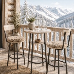 Shearling Sheepskin Round Bistro Seat Pads Oyster 37cm Chair Pads, Sold In Pairs