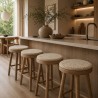 Paire de coussins de siège ronds en véritable peau de mouton à poils courts couleur huître, 37 cm de diamètre