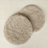 Paire de coussins de siège ronds en véritable peau de mouton à poils courts couleur huître, 37 cm de diamètre