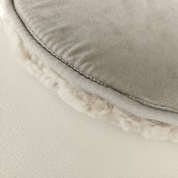 Paire de coussins de siège ronds en véritable peau de mouton à poils courts couleur huître, 37 cm de diamètre