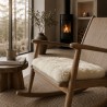 Long Haired Genuine Sheepskin Square Seat Pads 40cm, Pair Of Ivory Chair Pads