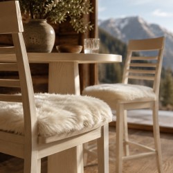 Paire de coussins de siège carrés en peau de mouton véritable à poils longs ivoire, 40 cm