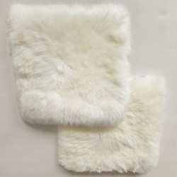 Ivory Long Haired Genuine Sheepskin Pair Square Seat Pads 40cm