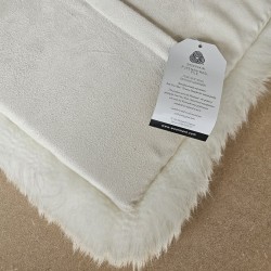 Long Haired Genuine Sheepskin Square Seat Pads 40cm, Pair Of Ivory Chair Pads