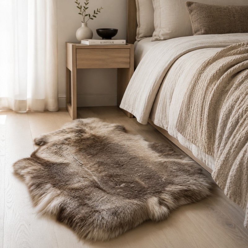 Large Brown Reindeer Hide Rug | Natural Reindeer Skin Rug