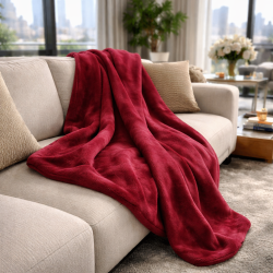 Weinrotes Fleece-Plaid | Maroon Fleece-Decke | Fleece-Decken |