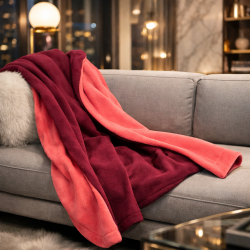 Reversible Wine Fleece Blanket | Reversible Fleece Throw | Red Throws