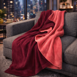 Reversible Wine Fleece Blanket | Reversible Fleece Throw | Red Throws