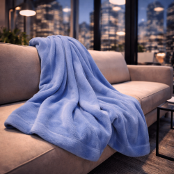 Plaid polaire bleu ciel | Couverture polaire bleu clair | Couvertures polaires |