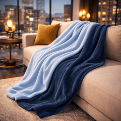 Reversible Blue Fleece Throw | Reversible Fleece Throw | Fleecy Blanket