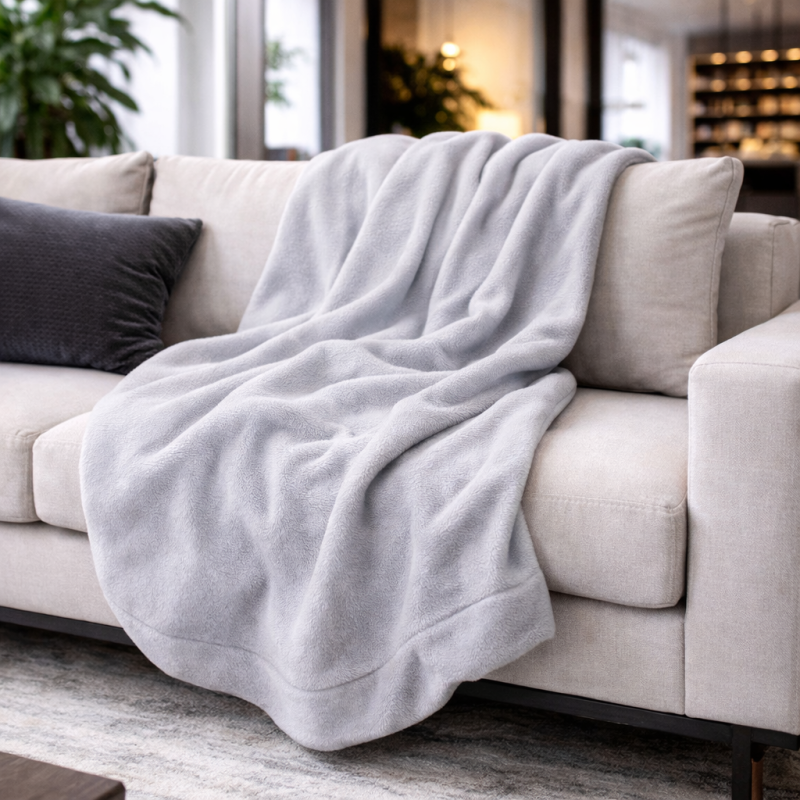 Light Grey Fleece Blanket | Pale Grey Fleece Throw | Fleece Blankets |