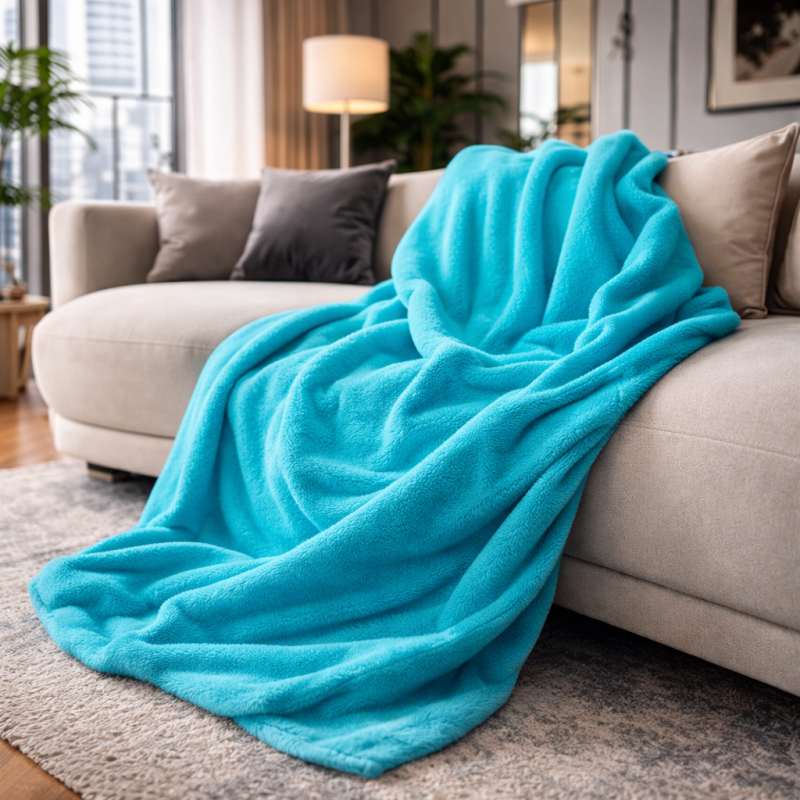 Plaid en polaire vert jade | Couverture en polaire jade | Couverture en polaire verte |