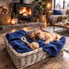 Couverture polaire bleu pétrole pour chien | Couverture polaire pour chien | Couverture bleue pour animaux de compagnie
