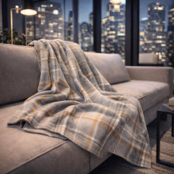 Grey Tartan Throw | Tartan Check Blankets | Grey Tartan Check Throws