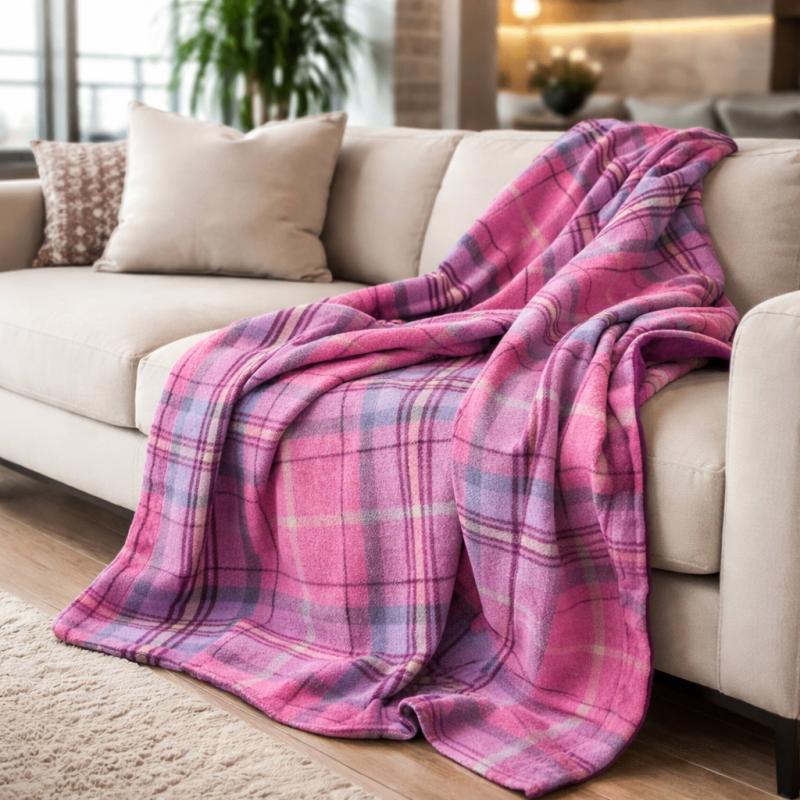 Red Tartan Throw | Red Tartan Check Blanket | Red Tartan Check Throws