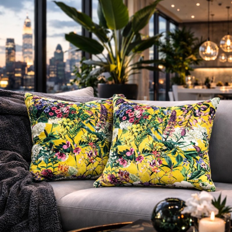 Midsommer Luxus Samtkissen | Floral bedruckte Samtkissen |