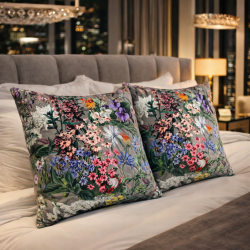 Coussins en velours de luxe Rhapsody | Coussins en velours imprimé fleuri |