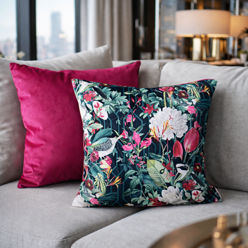 Patagonia Reversible Velvet Cushions | Luxury Tropical Velvet Cushions