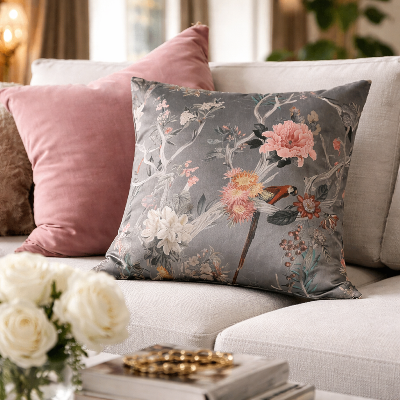 Chinoiserie Reversible Velvet Cushions | Oriental Velvet Cushions