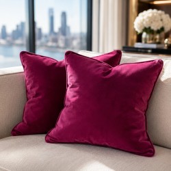 Bright Pink Velvet Scatter Cushions | Plain Pink Velvet Cushions