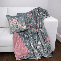 Reversible Chinoiserie Velvet Throw | Luxury Printed Velvet Throws |