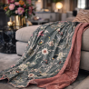 Plaid réversible en velours à motifs chinoiserie | Plaid de luxe en velours imprimé |