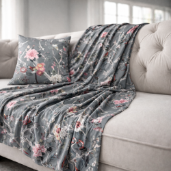 Luxury Chinoiserie Velvet Throw | Luxury Oriental Printed Velvet Throw