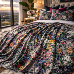 Doppelseitige florale Samtdecke - Rhapsody | Luxuriöser Samt-Bettläufer