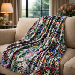 Double Sided Floral Velvet Throw - Rhapsody | Luxury Velvet Bed Runner