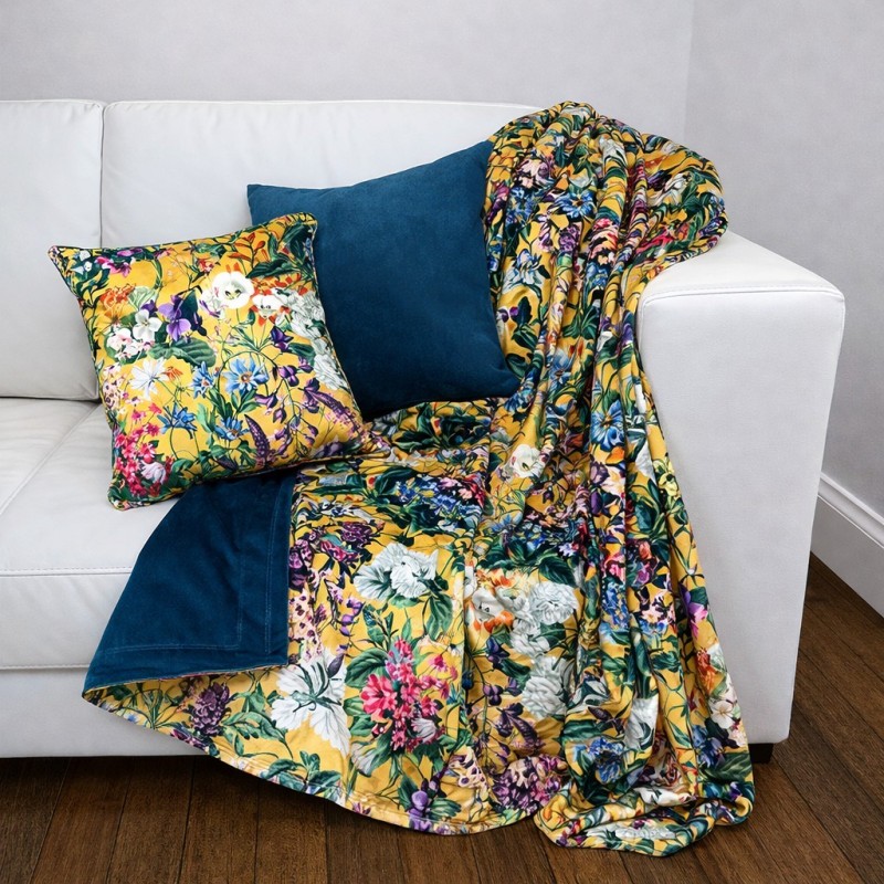 Midsummer Wende-Samtdecke | Wende-Blumenmuster-Samtdecke
