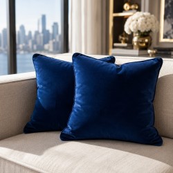 Navy Blue Velvet Cushions | Plain Blue Velvet Scatter Cushions