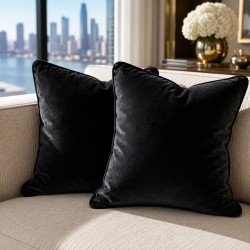 Coussins décoratifs en velours noir | Oreillers unis en velours noir