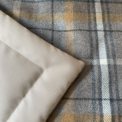 Portable Padded Travel Blanket with Carry Handle Grey Tartan