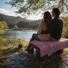 Tragbare Reisedecke mit Tragegriff Rot Tartan