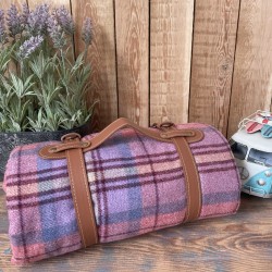 Coperta da viaggio portatile con maniglia per il trasporto Tartan rosso