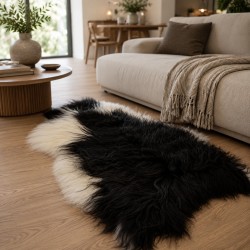 Black & White Icelandic Sheepskin, Natural Icelandic Sheepskin Rug
