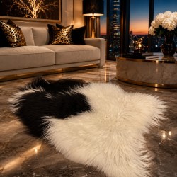 Black & White Sheepskin Rug, Natural Icelandic Sheepskin Rug